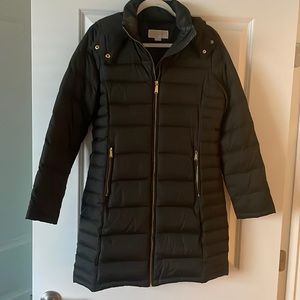 Michael Kors MK Down Jacket Long Zip Winter Dark Olive Like New M
